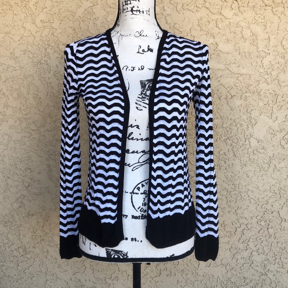 Loft Black & White Open Cardigan size Small - Picture 1 of 8